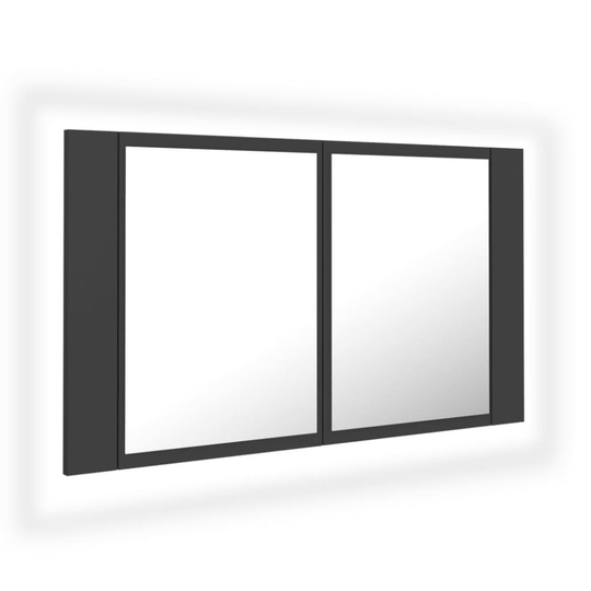 vidaXL Spegelskåp med LED grå 80x12x45 cm