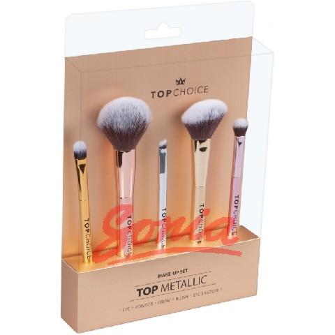 TOP CHOICE kit makeup brushes METALLIC (38303) 1op.-5p