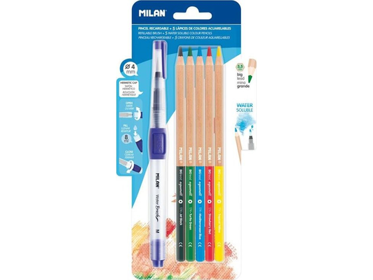 Milan Water brush + 5 milan watercolor pencils