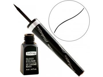 IsaDora Glossy Eyeliner Waterproof liner in brush 40 Chrome Black 3.7ml