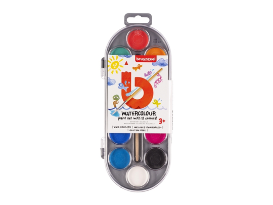 Bruynzeel Watercolour paint set | 12 colours + brush