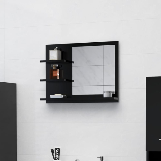 Badrumsspegel svart 60x10,5x45 cm spånskiva