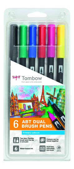 Brush Pen Ritpennor Tombow ABT Dual Brush Bas 6-pack