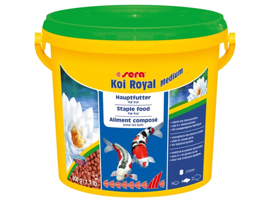 sera Koi Royal Medium, Dammfisk, Torr fiskmat, Pellets, Vitamin A, Vitamin B1, Vitamin B2, Vitamin C, Vitamin D3, Vitamin E, Medium, 32,5%