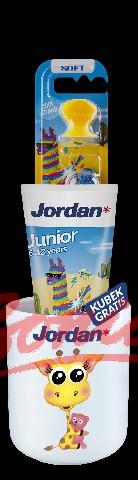 Jordan Junior Kit (toothpaste for children 6-12 years old 50ml + Toothbrush + cup) mix design