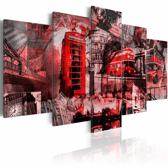 Tavla - London collage - 5 st (200 x 100 cm)