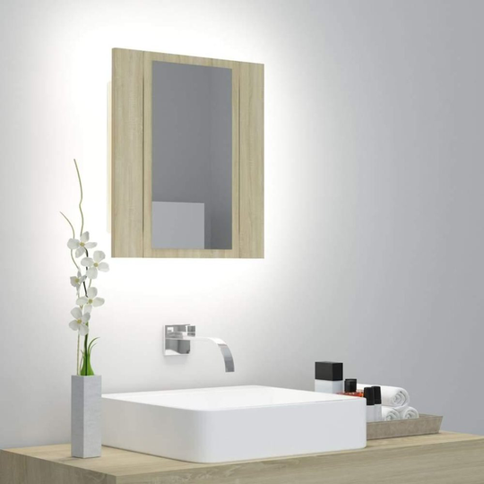 Medina Spegelskåp med LED sonoma-ek 40x12x45 cm