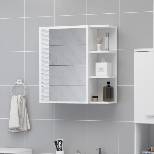 Spegelskåp för badrum vit 62,5x20,5x64 cm spånskiva