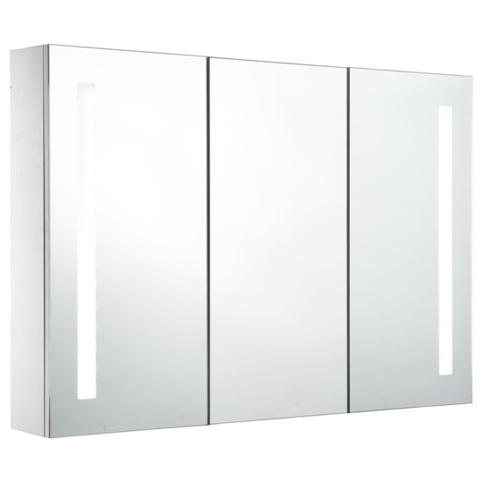 vidaXL Badrumsskåp med spegel LED 89x14x62 cm