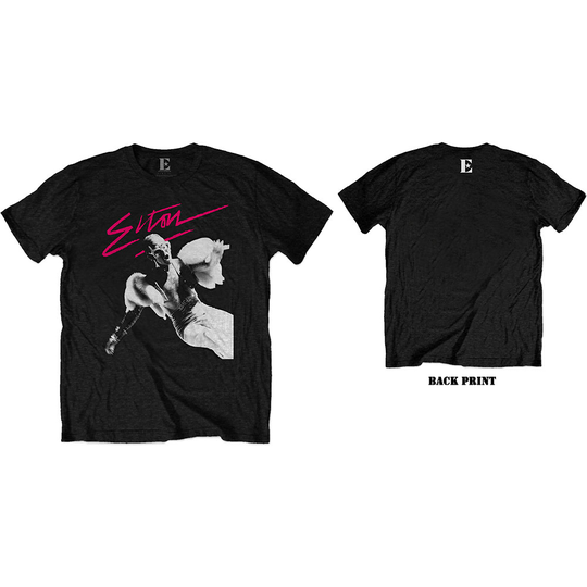 Elton John Unisex T-Shirt: Pink Brush (Back Print) (X-Large)