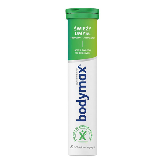 BODYMAX_ĹšwieĹĽy umysĹ, suplement diety Owoce tropikalne 20 tabletek musujących