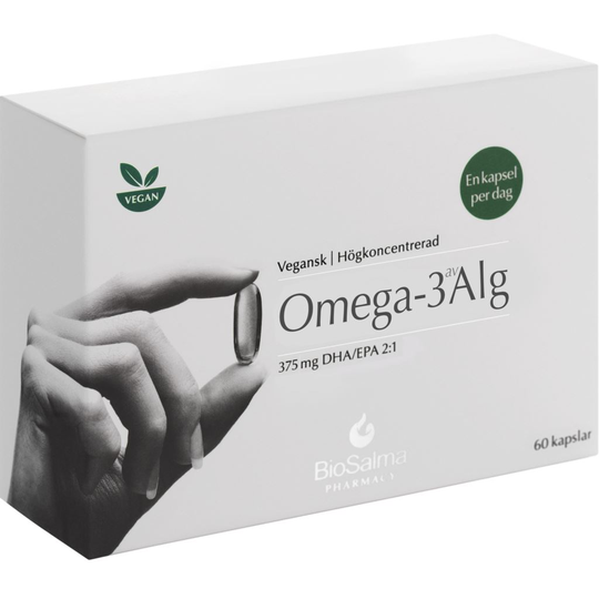 BioSalma Omega-3 av Alg 375mg DHA/EPA 60 kapslar