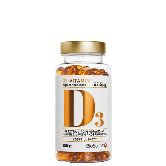 D3-vitamin 62,5μg high concentrate, 180 kapslar
