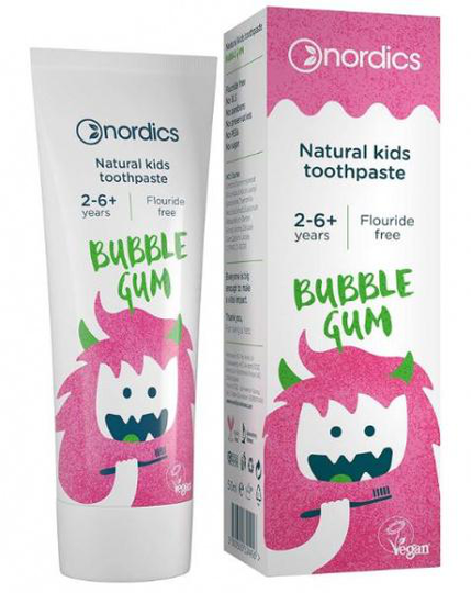 tandkräm Kids Bubble Gum vegan 50 ml vit/rosa