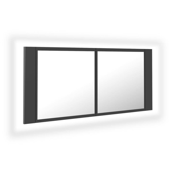 vidaXL Spegelskåp med LED grå 100x12x45 cm