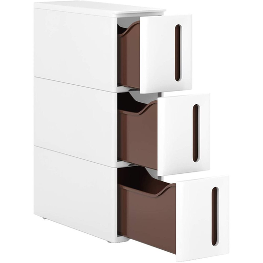 Nancys Bristol Badrumsskåp - Köksvagn - Multifunktionell - Med Hjul - Vit - 45 x 17 x 63 cm