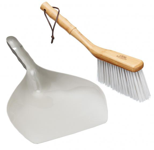 sopskyffel och borste Living Nostalgia 35 cm rostfritt stål grå