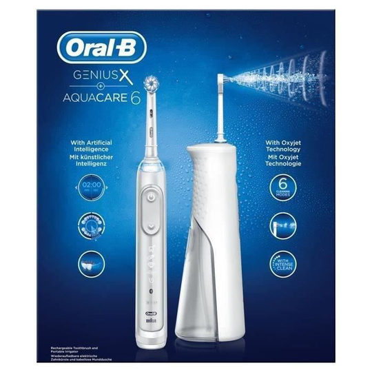 Oral-B Aquacare Pro-Expert vattenflosser och Genius X 20000 elektrisk tandborste