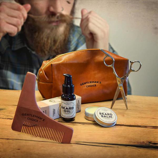 Skäggvård - Beard Kit med Necessär i läder