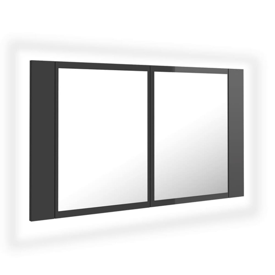 vidaXL Spegelskåp för badrum LED grå högglans 80x12x45 cm