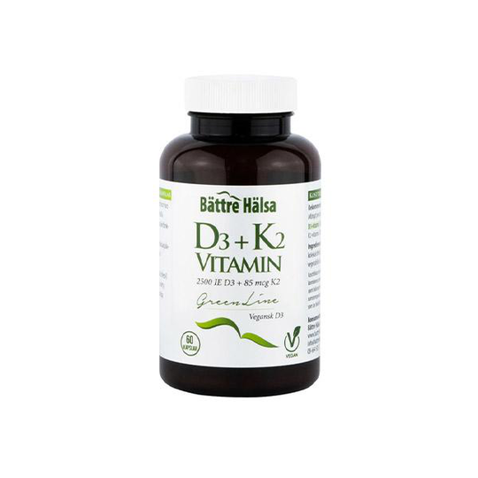 Bättre Hälsa D3 + K2 Vegan Green Line, 60 kapslar