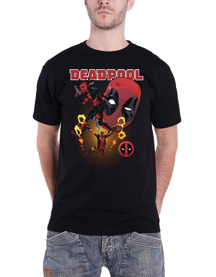 Deadpool T Shirt Deadpool Fight Collage Logo Official Marvel Mens Black