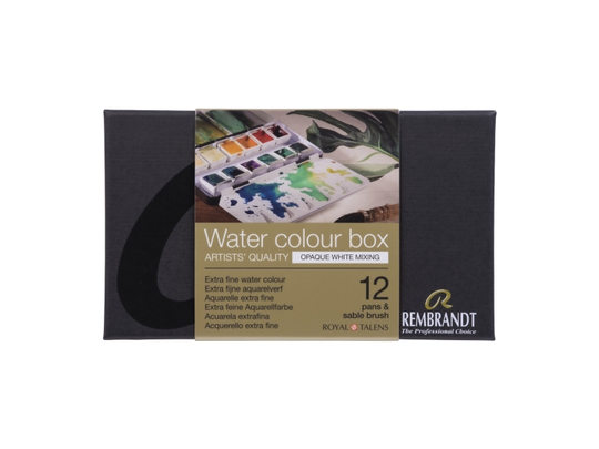 Rembrandt Watercolour metal tin set Opaque White Mixing Colour Selection | 12 pans + 1 brush