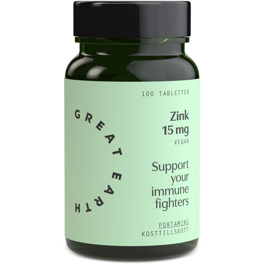 Great Earth Zink 15 mg 100 tabletter