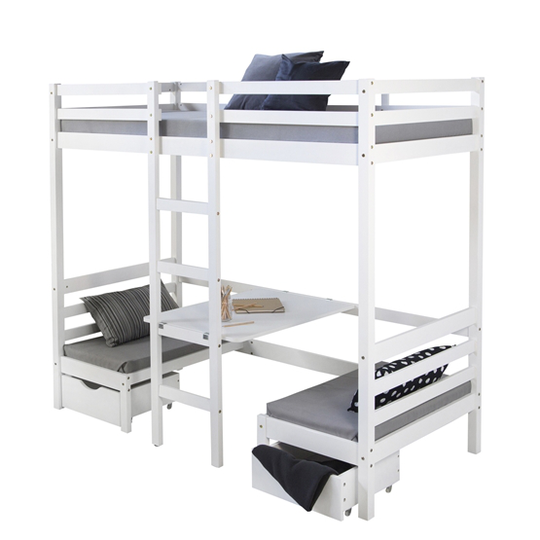 Loftsäng Med Skrivbord Och Förvaring - Utan Kuddar