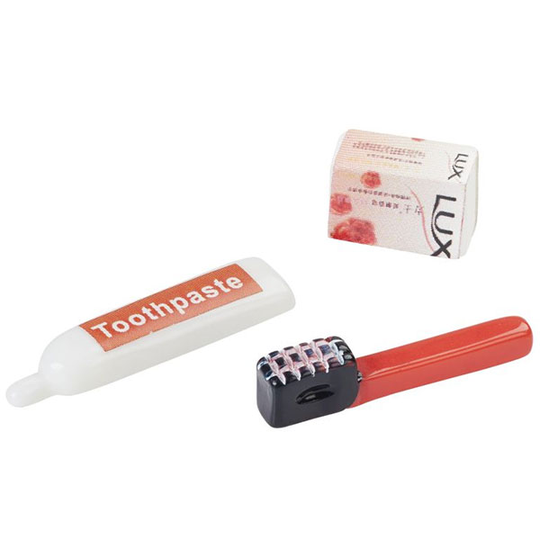 Miniatyr Badrumsset - Tandkräm, borste och Tvål - 3 cm