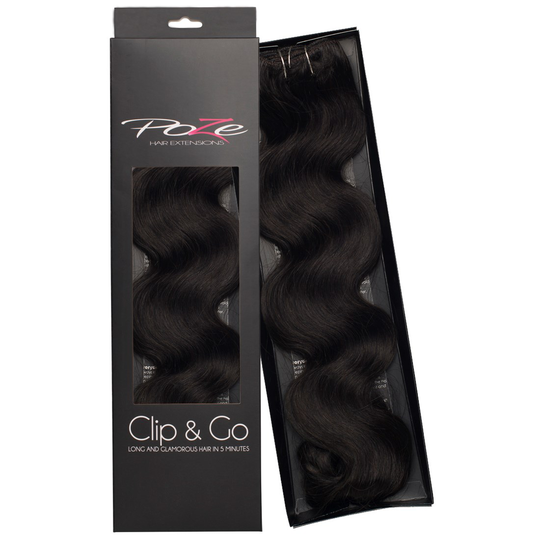 Poze Hairextensions Poze Clip & Go Standard Wavy 55cm 1B Midnight Brow