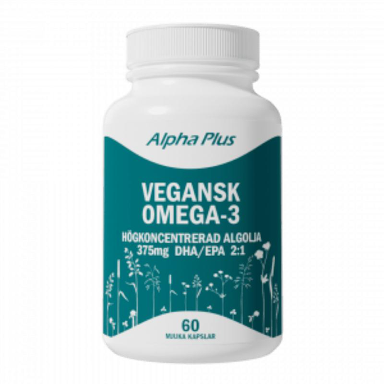 Vegansk Omega 3. 60 kapslar Alpha Plus