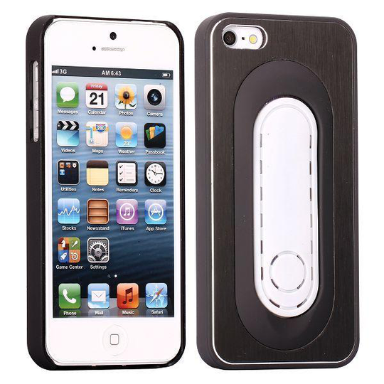 Brushed Alu - KickStand (Svart) iPhone 5 Skal