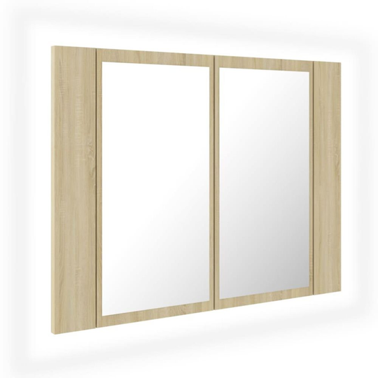 vidaXL Spegelskåp med LED sonoma-ek 60x12x45 cm