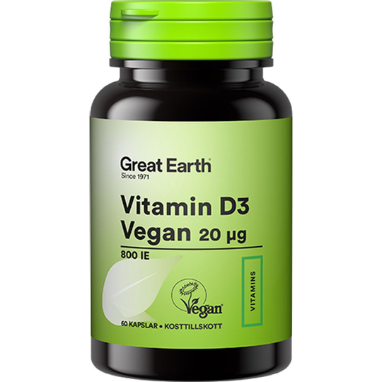 Great Earth D-Vitamin 20 µg Vegan 60 kapslar