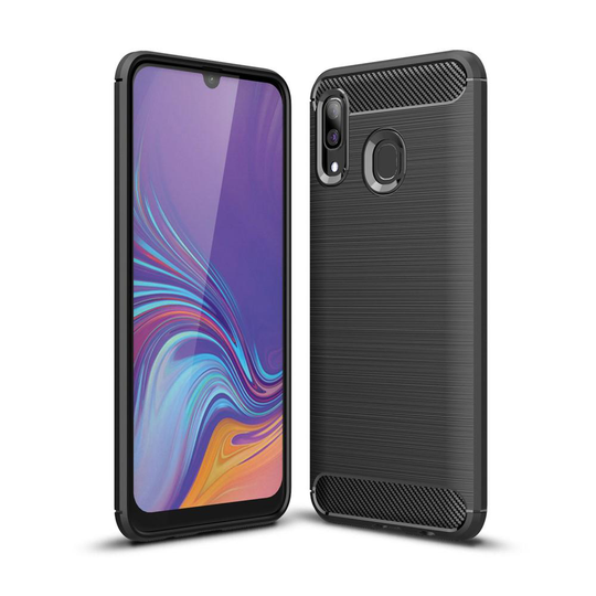 Carbon Brushed mobilskal till Samsung Galaxy A40 - Svart