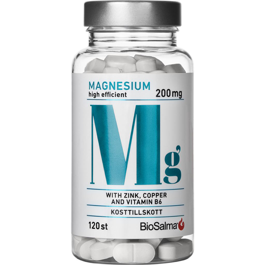 BioSalma Magnesium 200mg + Zink, Koppar & B6 120 tabletter