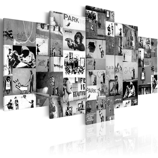 Tavla - Banksy: Graffiti Collage IV (200 x 100 cm)