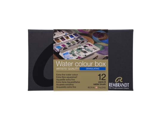 Rembrandt Watercolour metal tin set Granulating Colour Selection | 12 pans + 1 brush