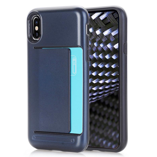 Skal till Apple iPhone X Blå Brushed PC Fodral Skydd Tunn Armor