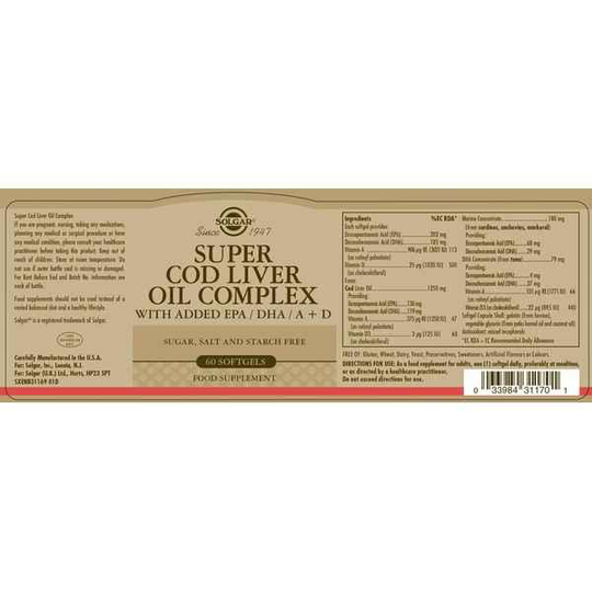 Super Cod Liver Oil Complex Solgar (60 Kapslar)