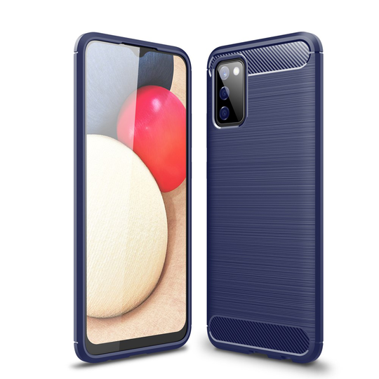 Carbon Fiber Brushed Skal för Samsung Galaxy A02s - Blå