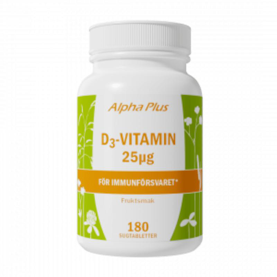 D3-vitamin 25μg 180 sugtabletter Alpha Plus