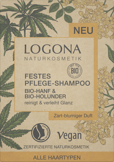 Logona solid care schampo ekologisk hampa & ekologisk fläder, 60g