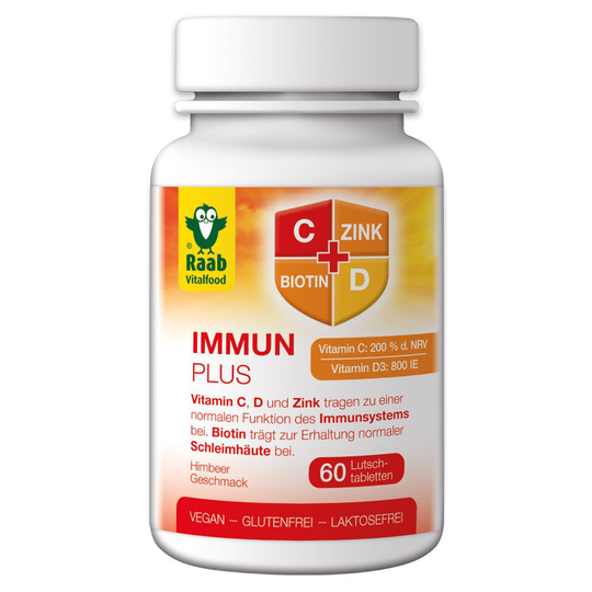 Raab Vitalfood Immun Plus sugtabletter på 1,5 g, 60 tabletter, 90 g