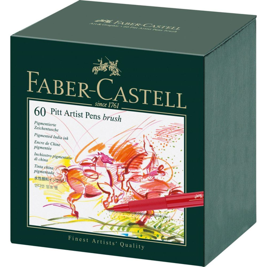 Penselpenna Ritpenna Faber-Castell PITT Artist pen Brush India ink pen, Studio box, Ateljélåda, 60 färger/fp