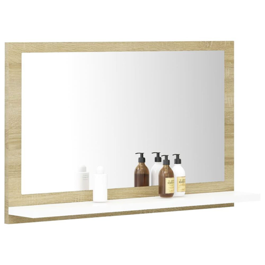 Badrumsspegel vit och sonoma-ek 60x10.5x37 cm spånskiva
