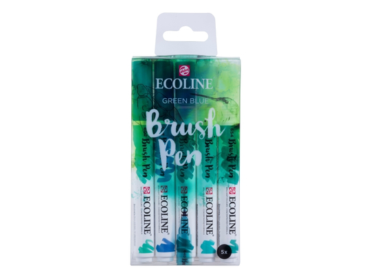 Ecoline Brush pen set Green Blue | 5 colours