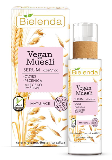 Bielenda Vegan granola Mattifying Serum Serum mattor till blandhy, fet och känslig för natten och dagen 30ml