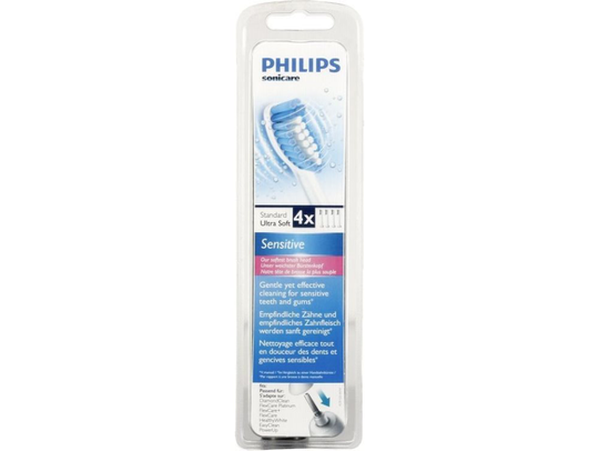 Philips Sonicare Sensitive HX6054 - Extra tandborsthuvud - till tandborste (paket om 4) - för Sonicare HX9332, HX9352; Sonicare FlexCare HX 6986; Son
